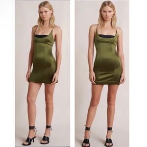 NWT BEC + BRIDGE Bella Body‎ Con Satin Mini
Dress Miss Green Sz 4 6 8 $298